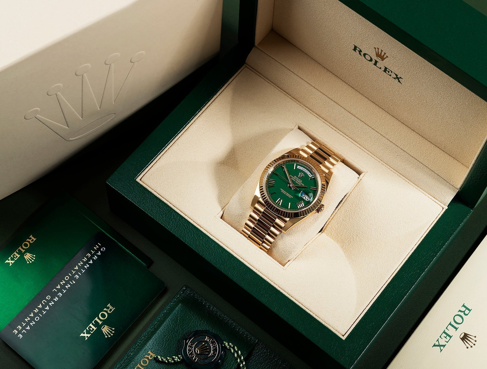Day-Date 40 Rose Gold Green Ombre Roman Numeral Dial